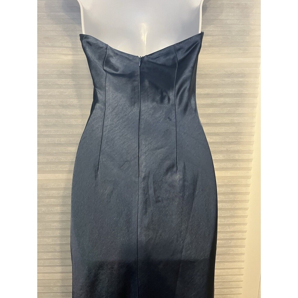 Strapless Satin Slip Dress in Blue - Picture 9 of 12